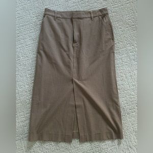 Gap Pencil Midi Skirt Brown and Tan Check